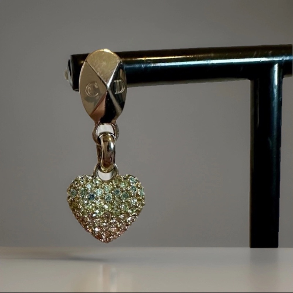 Dior Multicolor Crystal Heart Dangle/Drop Pierced Earrings - Picture 8 of 9